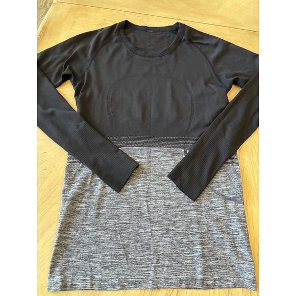 Lululemon Swiftly Tech Long Sleeve Crew Top Size 10 Black White Ombre Activewear - Picture 14 of 16